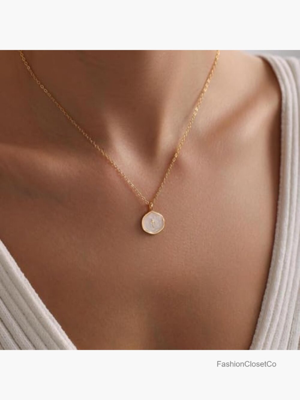 Dainty 14k Gold Plated Cross Pendant Necklace Cubic Zirconia - Picture 2 of 7